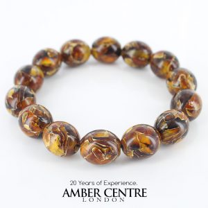 Genuine German Handmade Mosaic Style Unique Amber Bracelet W095 RRP£130!!!