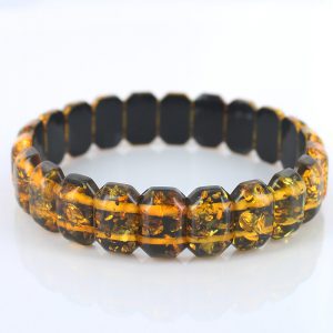 German Fiery Cognac/Green Healing Genuine Amber Bracelet- W080 RRP£135!!!