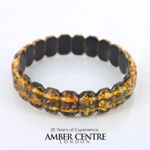 German Fiery Cognac/Green Healing Genuine Amber Bracelet- W080 RRP£135!!!