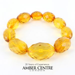 German Baltic Amber Handmade Faceted Diamond Cut Energy Bracelet W107 RRP£495!!!