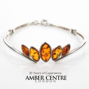 Italian Bangle Modern Stylish Handmade German Baltic Amber in 925 solid Silver Ban120 RRP£125