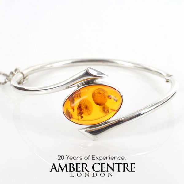 German Baltic Amber Bangle Elegant Modern 925 solid Silver Handmade BAN116 RRP£275!!!