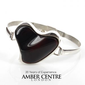Italian Heart Bangle Elegant Cherry German Baltic Amber 925 solid Sterling Silver Handmade Ban115 RRP£325!!