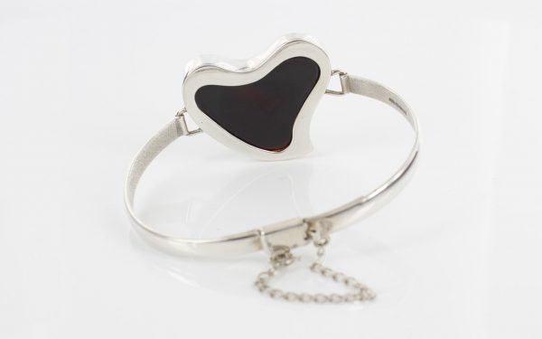 Italian Heart Bangle Elegant Cherry German Baltic Amber 925 solid Sterling Silver Handmade Ban115 RRP£325!!