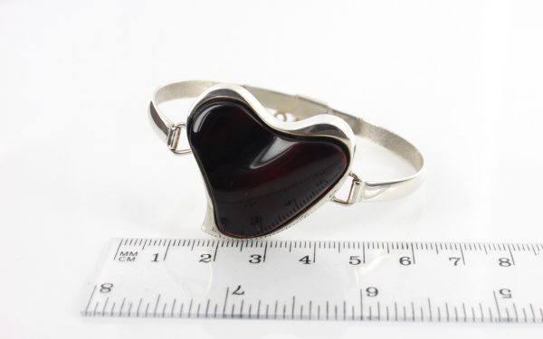 Italian Heart Bangle Elegant Cherry German Baltic Amber 925 solid Sterling Silver Handmade Ban115 RRP£325!!