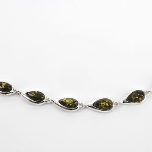 Italian Handcrafted 925 Silver Necklace with Green Baltic Amber Stones N100 RRP£250!!!