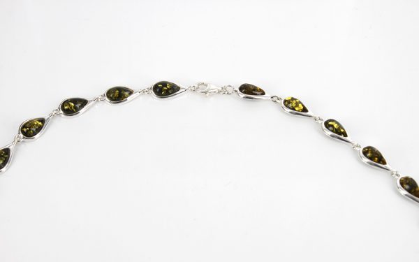 Italian Handcrafted 925 Silver Necklace with Green Baltic Amber Stones N100 RRP£250!!!