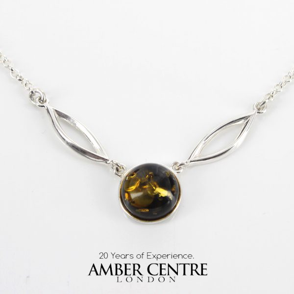 Italian Made 925 Silver Necklace Single Green Baltic Amber Bead N125 RRP£60!!