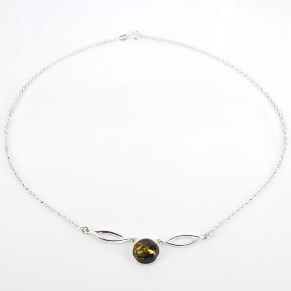 Italian Made 925 Silver Necklace Single Green Baltic Amber Bead N125 RRP£60!!