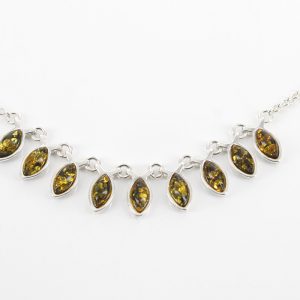 Italian Handmade 925 Silver Necklace Green Baltic Amber Stones N111 RRP£90!!!