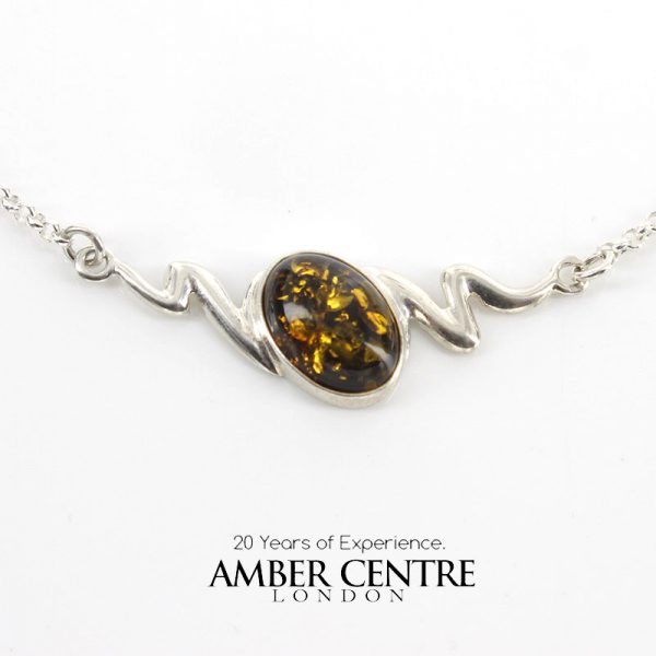 Italian Handmade Elegant 925 Silver Necklace Baltic Green Amber N121 RRP£65!!!