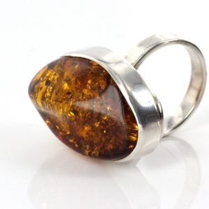 Handmade German Genuine Classic Baltic Amber Ring In 925 Silver WR152 RRP£140!!! Size P(57)