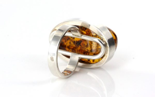 Handmade German Genuine Classic Baltic Amber Ring In 925 Silver WR152 RRP£140!!! Size P(57)