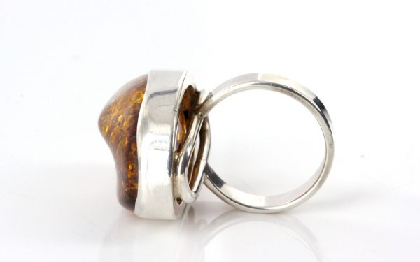 Handmade German Genuine Classic Baltic Amber Ring In 925 Silver WR152 RRP£140!!! Size P(57)