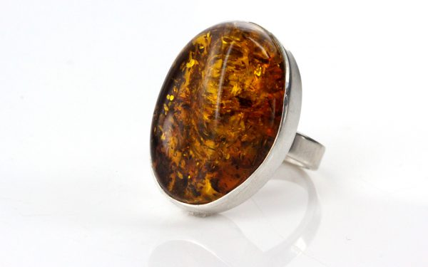 Handmade German Genuine Classic Baltic Amber Ring In 925 Silver WR152 RRP£140!!! Size P(57)