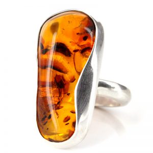 Handmade German Genuine Baltic Amber Elegant Ring 925 Silver WR157 RRP£130!!!Size Q