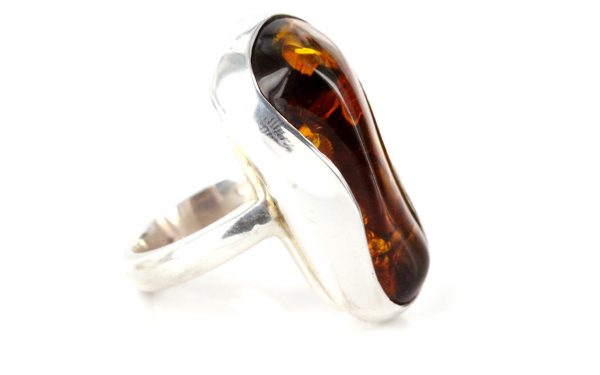 Handmade German Genuine Baltic Amber Elegant Ring 925 Silver WR157 RRP£130!!!Size Q