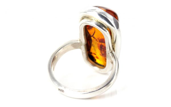 Handmade German Genuine Baltic Amber Elegant Ring 925 Silver WR157 RRP£130!!!Size Q