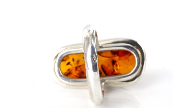 Handmade German Genuine Baltic Amber Elegant Ring 925 Silver WR157 RRP£130!!!Size Q