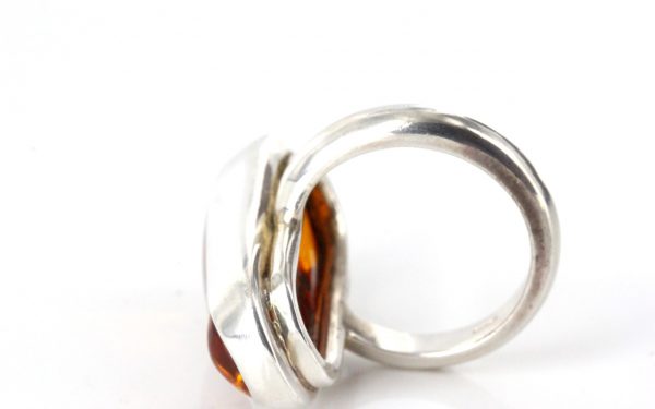 Handmade German Genuine Baltic Amber Elegant Ring 925 Silver WR157 RRP£130!!!Size Q