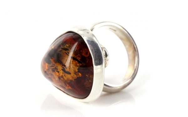 Handmade Antique German Baltic Amber Ring In 925 Sterling Silver WR165 RRP£130!!!