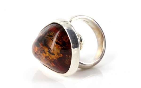 Handmade Antique German Baltic Amber Ring In 925 Sterling Silver WR165 RRP£130!!!