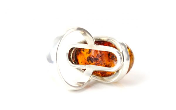 German Cognac Baltic Amber Handmade Elegant Ring In 925 Silver WR168 RRP£99!!!