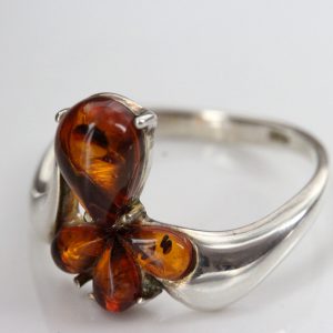 Handmade Petal Design German Baltic Amber Elegant 925 Silver Ring WR343 RRP£30!!