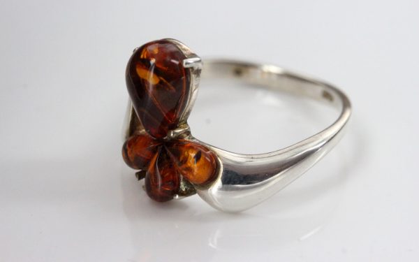 Handmade Petal Design German Baltic Amber Elegant 925 Silver Ring WR343 RRP£30!!