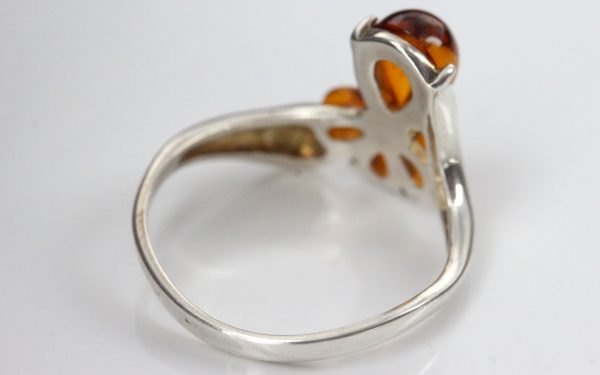 Handmade Petal Design German Baltic Amber Elegant 925 Silver Ring WR343 RRP£30!!