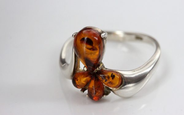 Handmade Petal Design German Baltic Amber Elegant 925 Silver Ring WR343 RRP£30!!