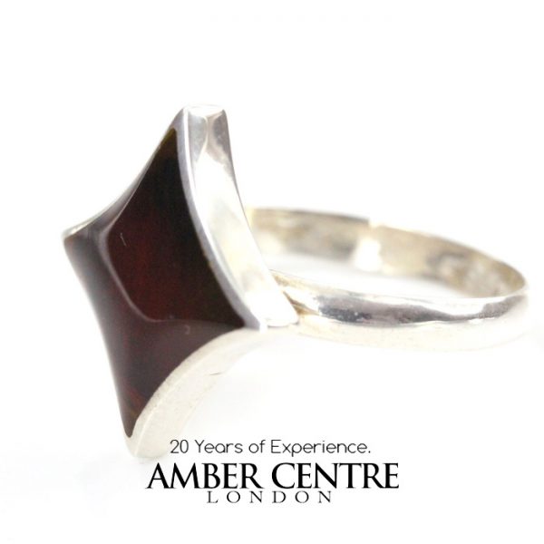 Unique Shaped German Baltic Amber Sterling Silver Handmade Ring WR314 RRP£40!!!