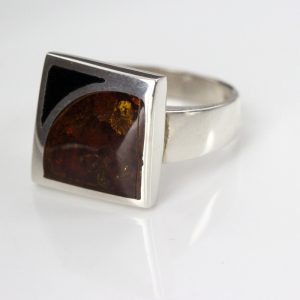 Handmade 925 Silver Ring with Cognac German Unique Baltic Amber WR318 RRP£65!!!Size M,R