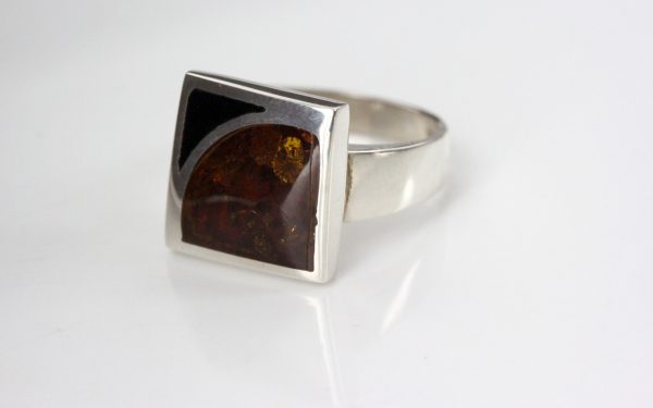 Handmade 925 Silver Ring with Cognac German Unique Baltic Amber WR318 RRP£65!!!Size M,R