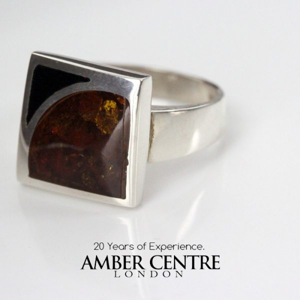 Handmade 925 Silver Ring with Cognac German Unique Baltic Amber WR318 RRP£65!!!Size M,R