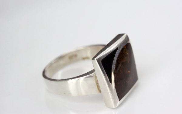 Handmade 925 Silver Ring with Cognac German Unique Baltic Amber WR318 RRP£65!!!Size M,R