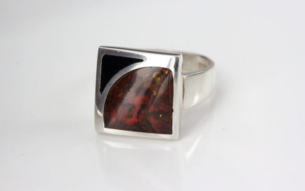 Handmade 925 Silver Ring with Cognac German Unique Baltic Amber WR318 RRP£65!!!Size M,R