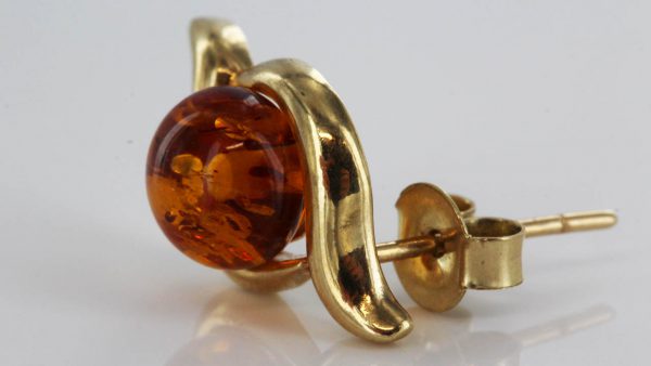 Italian Made German Baltic Amber Swirl Stud Earrings In 9ct Gold GS0043 RRP£225!!!