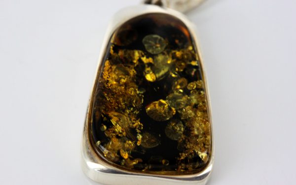 Amber Pendant German Green Baltic Handmade Unique 925 Silver PE0183 RRP£125!!!