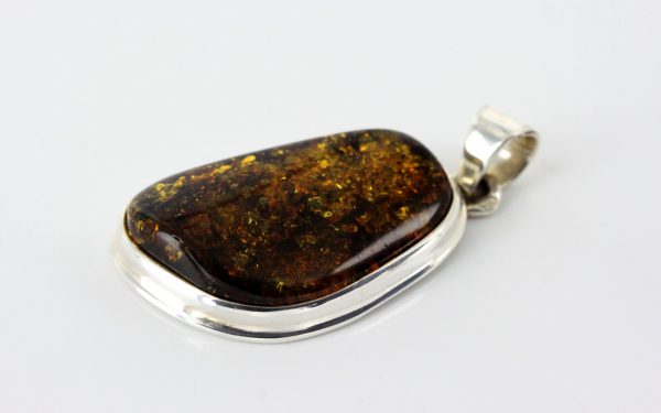 Green Baltic Amber Pendant Italian Style Handmade In 925 Silver PE0219 RRP£125!!