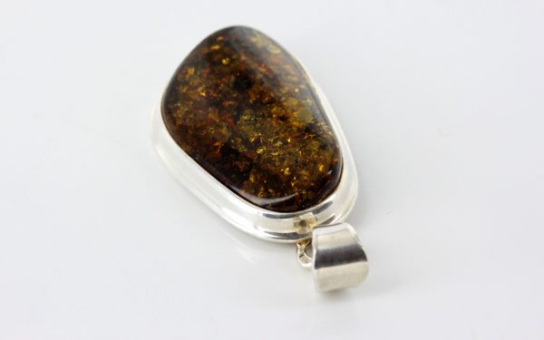 Green Baltic Amber Pendant Italian Style Handmade In 925 Silver PE0219 RRP£125!!