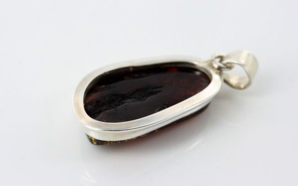 Green Baltic Amber Pendant Italian Style Handmade In 925 Silver PE0219 RRP£125!!