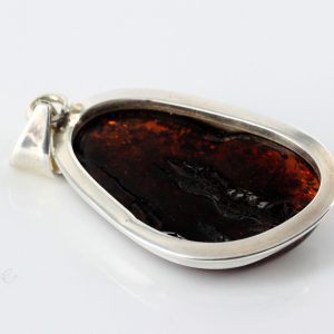 Green Baltic Amber Pendant Italian Style Handmade In 925 Silver PE0219 RRP£125!!