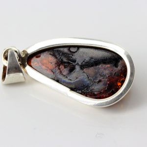 Green Baltic Amber Pendant Italian Style Handmade Unique In 925 Silver PE0218 RRP£115!!!