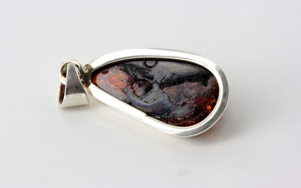 Green Baltic Amber Pendant Italian Style Handmade Unique In 925 Silver PE0218 RRP£115!!!