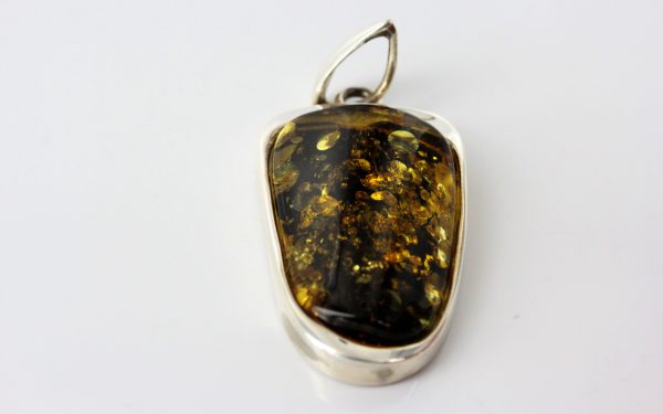 Green Baltic Amber Pendant Italian Style Unique In 925 Silver PE0217 RRP£125!!!