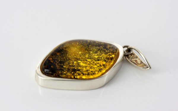 Green Baltic Amber Pendant Italian Style Unique In 925 Silver PE0213 RRP£120!!!