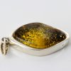 Green Baltic Amber Pendant Italian Style Unique In 925 Silver PE0213 RRP£120!!!