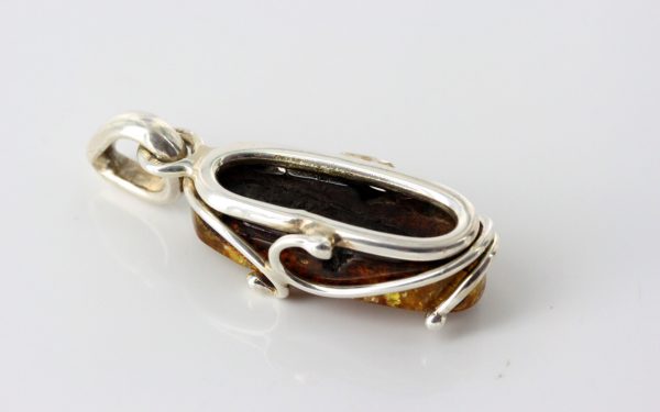 Green Baltic Amber Pendant Italian Style Unique In 925 Silver PE0211 RRP£100!!!