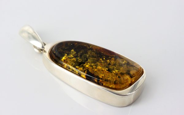 Green Baltic Amber Pendant Italian Style Unique in 925 Silver PE0208 RRP£120!!!